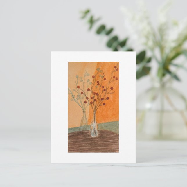 glassvas orange tema vykort (Stående Fram)