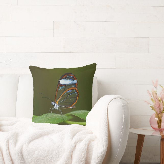 Glasswing fjärilsdekorativ kudde (Soffa)