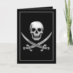 Glassy Pirat Skull & Sword Crossbone Kort