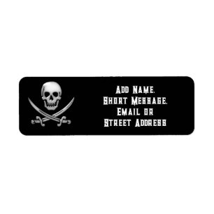 Glassy Pirat Skull & Sword Crossbone Returadress Etikett