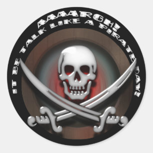 Glassy Pirat Skull & Sword Crossbone Runt Klistermärke