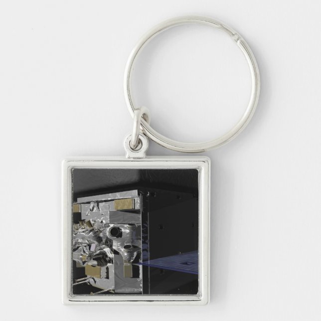 GLAST FYRKANTIG SILVERFÄRGAD NYCKELRING (Framsidan)