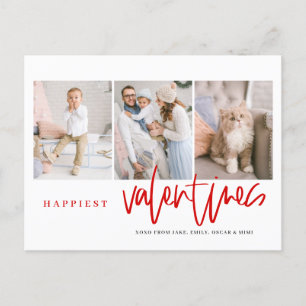 Glästa Valentineser som låter Red Photo Collage Helg Vykort
