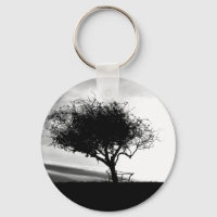 Glastonbury Hawthorn. Träd. Black and White.