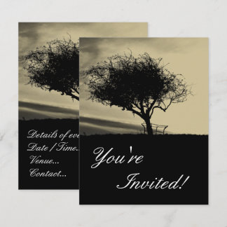 Glastonbury Hawthorn. Träd på Backe. Sepia Färg. Inbjudningar