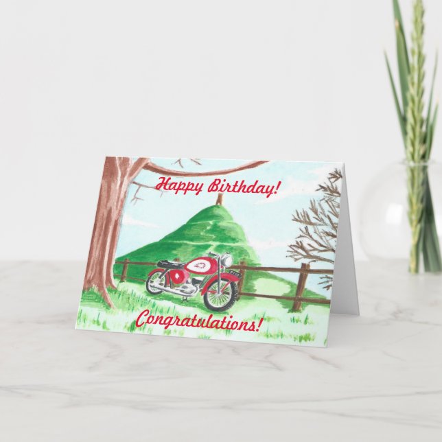 Glastonbury Motorcycle Tour Birthday Card Kort (Framsida)