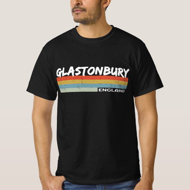 Glastonbury Retro Vintage Rand T Shirt (Framsida)