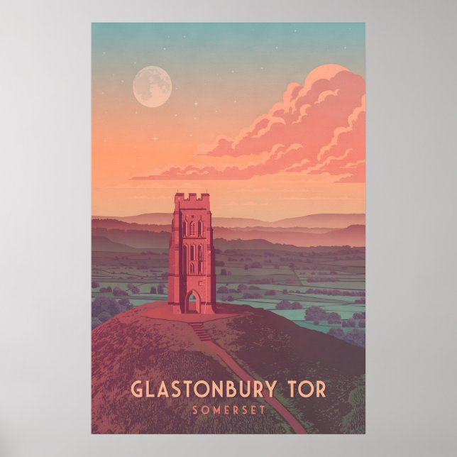 Glastonbury Tor Resoreraffisch Poster (Framsidan)