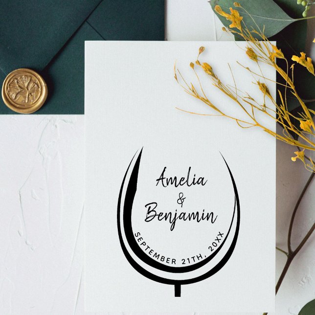 Glastypning för vin, par, Namn Bröllop Stämpel (Skapare uppladdad)