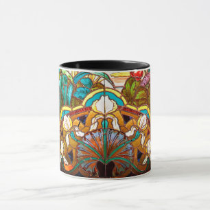 Glasutseende i art nouveau blommigt nedfläckad mugg