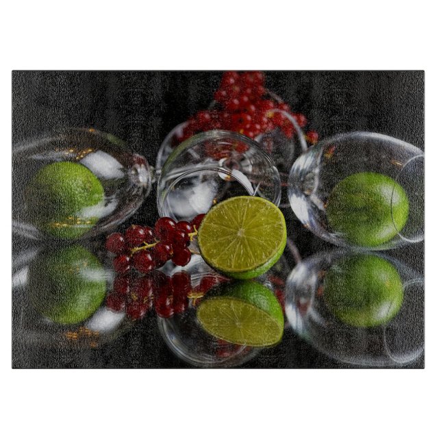 Glasvaror av champagne, körsbär och Lime (Framsidan)