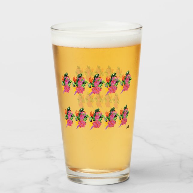 Glasvaror: Tropiska blommor Glaskopp (Framsida fylld)