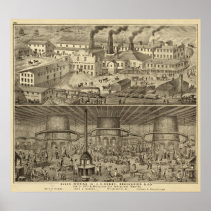 Glasverk av JH Hobbs och Brockunier Poster