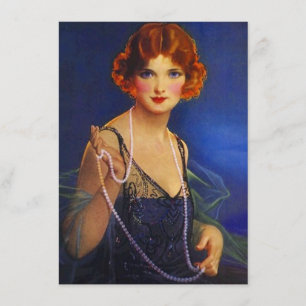 Glatt 1920-tals Midnattsblå Flapper-inbjudan Inbjudningar