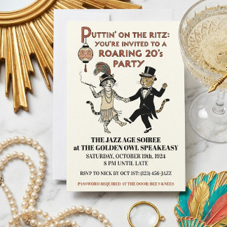 Glatt 20-tal Jazzåldern Festinbjudan med Dans Inbjudningar