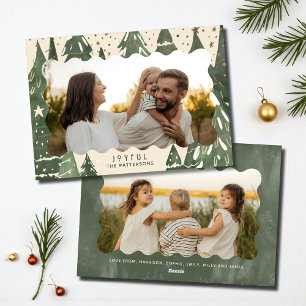 Glatt 2-fotofamiljvinter Julgranar Julkort