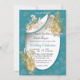 Glatt Abstrakt Kandblått - Rosa Flowers Inbjudningar