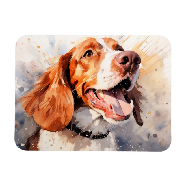 Glatt akvarell Hund Konsttryck Magnet (Horisontell)