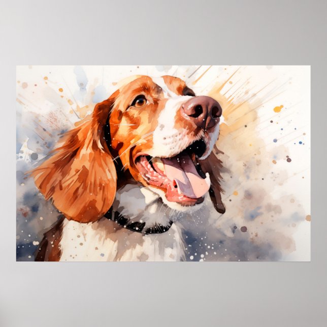 Glatt akvarell Hund Konsttryck Poster (Framsidan)