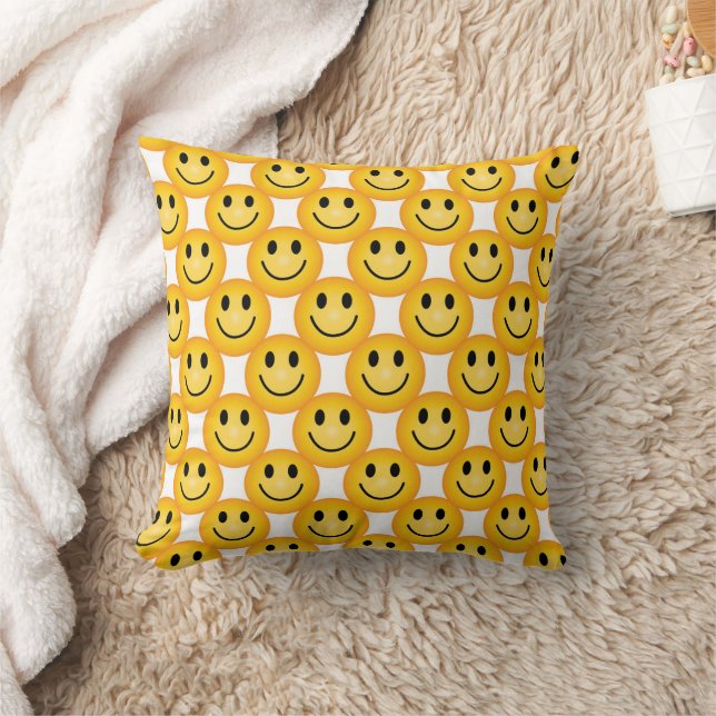 Glatt Ansikte Emoji Tryckt Kuddthrow Kudde (Filt)