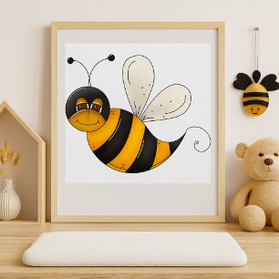 Glatt Bihjälte Rolig Humla Karaktär Poster