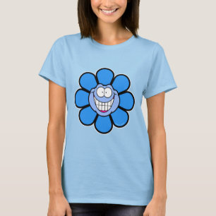 Glatt Blå Blomma T-Shirt