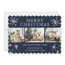 Glatt Blå Silver Glittrande Snöflinga Fotocollage