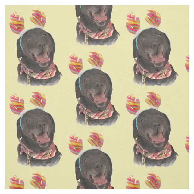 Glatt Black Labrador Retriever Hund Fabric Tyg (Provkarta)