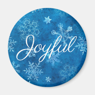 Glatt blått Snöflingor Winter Helgdag Magnet