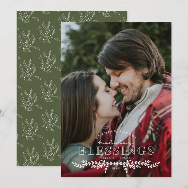 Glatt blesthandskrivet fotopatkort julkort (Fram/baksida)