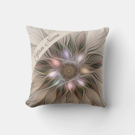 Glatt blomma Abstrakt Art Beige Brown Blommigt Nam Kudde