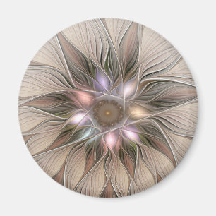 Glatt blommiga Abstrakt Beige Brown Blommigt Fract Magnet