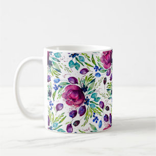 Glatt Blommigt för vattenfärgen Peonies Watercolor Kaffemugg