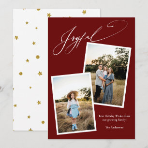 Glatt Calligraphy Red jul Photo Gravid Julkort