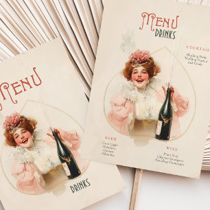 Glatt Champagne Firande Menu & Drinks Card Inbjudningar