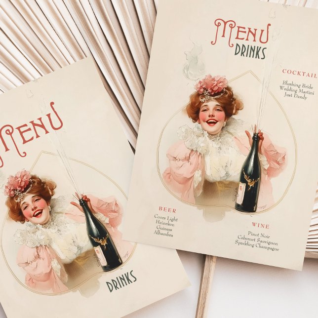 Glatt Champagne Firande Menu & Drinks Card Inbjudningar (Skapare uppladdad)