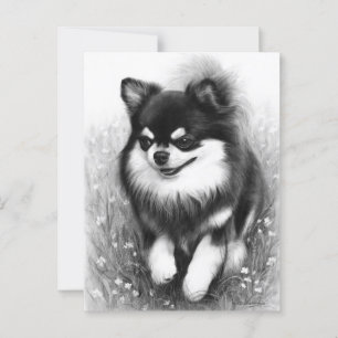 Glatt Chihuahua i Bloom Hand Payed Vykort