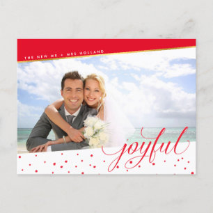 GLATT CHRISTMAS PHOTO modern calligraphy red guld Helg Vykort