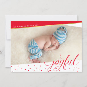 GLATT CHRISTMAS PHOTO modern calligraphy red guld Julkort