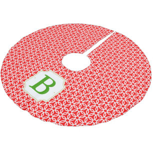 Glatt cirklar Monogrammed den grön trädkjolen - Julgransmatta Borstad Polyester