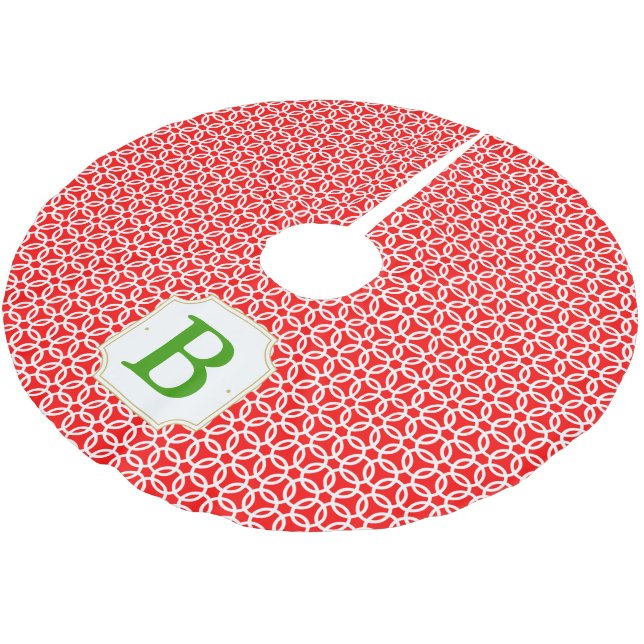 Glatt cirklar Monogrammed den grön trädkjolen - Julgransmatta Borstad Polyester (Vinklad)