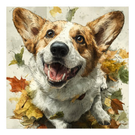 Glatt Corgi Höstglädje Fototryck