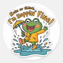 Glatt Cute and Funny Frog Puddle-Jumping Runt Klistermärke