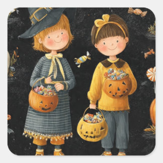 Glatt dekal Halloween-fest Fyrkantigt Klistermärke
