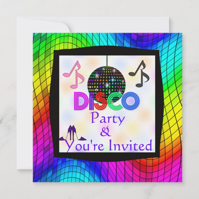 Glatt Disco Dansfest Invitation Inbjudningar (Framsida)