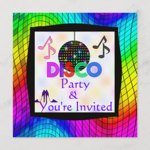 Glatt Disco Dansfest Invitation Inbjudningar