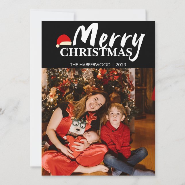 Glatt Elegant modern en fotojul Julkort (Framsida)