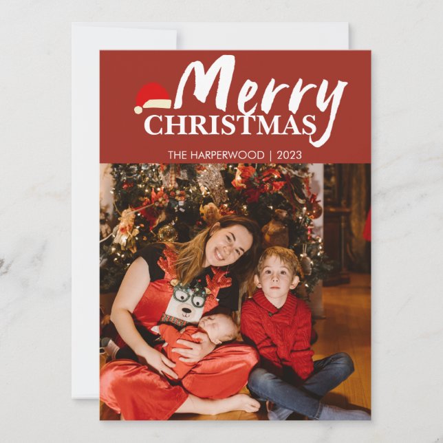 Glatt Elegant modern en fotojul Julkort (Framsida)