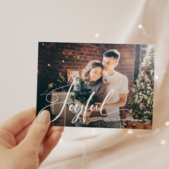 Glatt | Elegant och fotojul Helg Vykort (A beautiful holiday postcard with your favorite personal photo and elegant calligraphy)