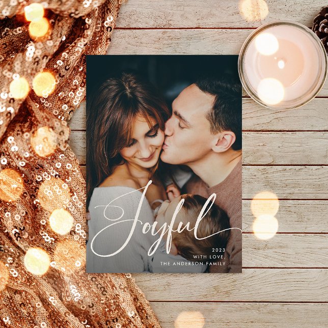 Glatt | Elegant och fotojul Julkort (A modern Christmas photo holiday card, with elegant calligraphy)